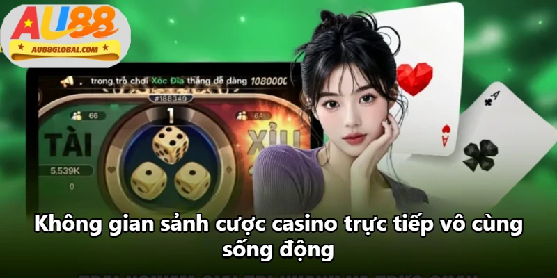 Không gian sảnh cược casino trực tiếp vô cùng sống động